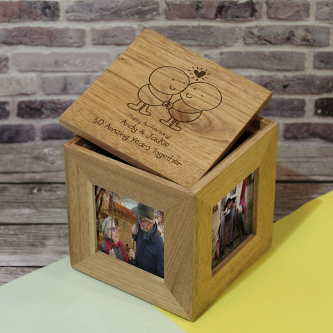 Chilli and Bubbles Anniversary Wooden Photo Cube