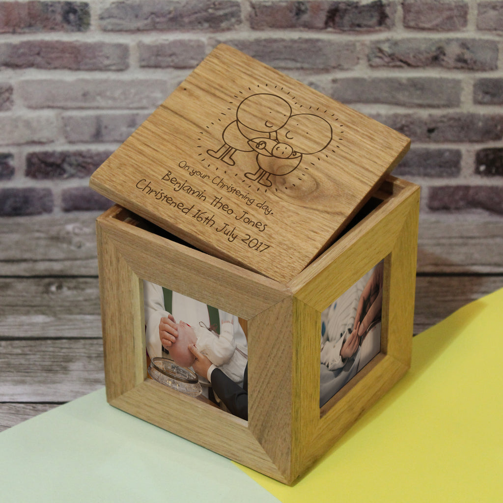 Chilli and Bubbles Christening Wooden Photo Cube