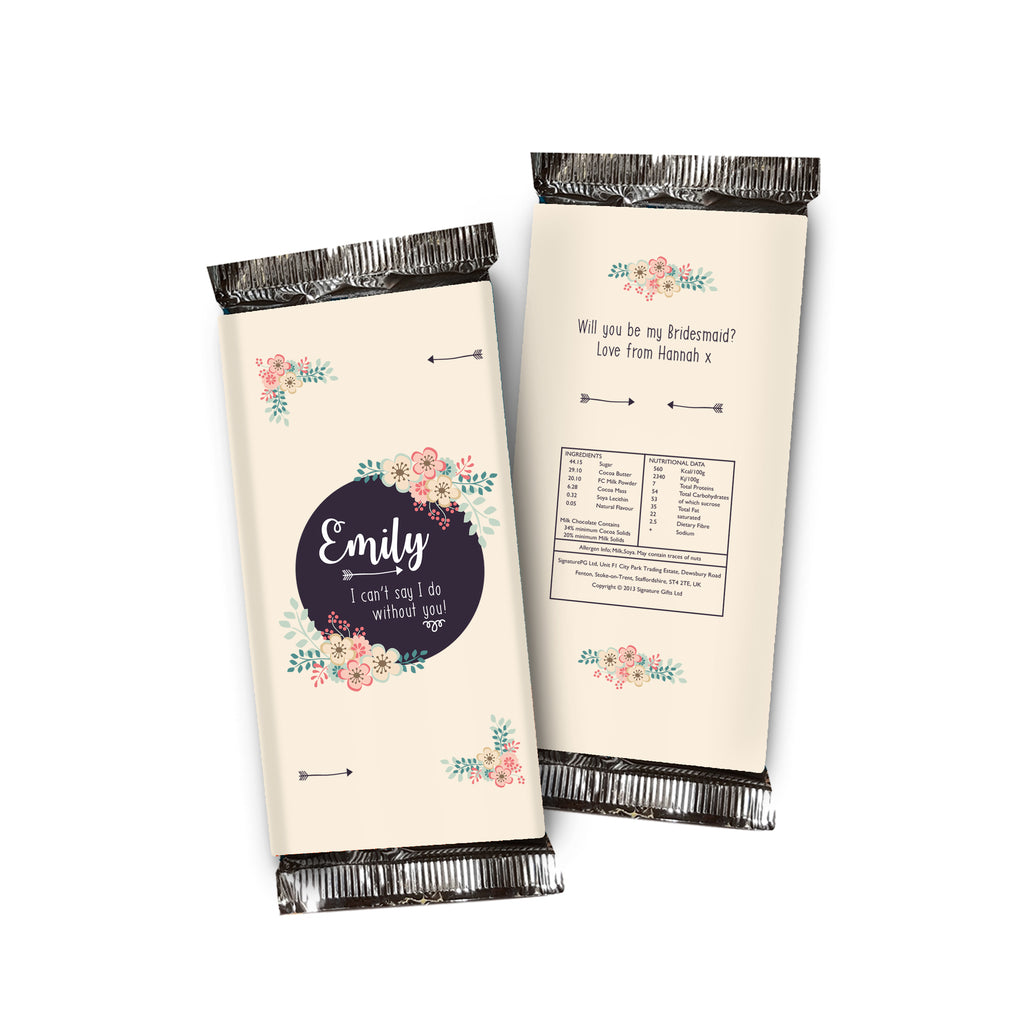 Can't Say I Do Without You Floral Chocolate Bar