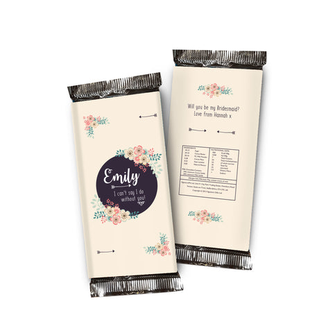 Can't Say I Do Without You Floral Chocolate Bar