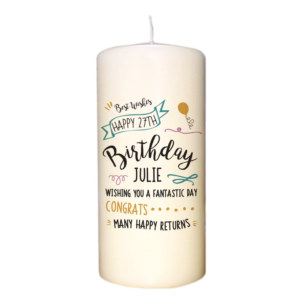 Birthday Slogan Pillar Candle