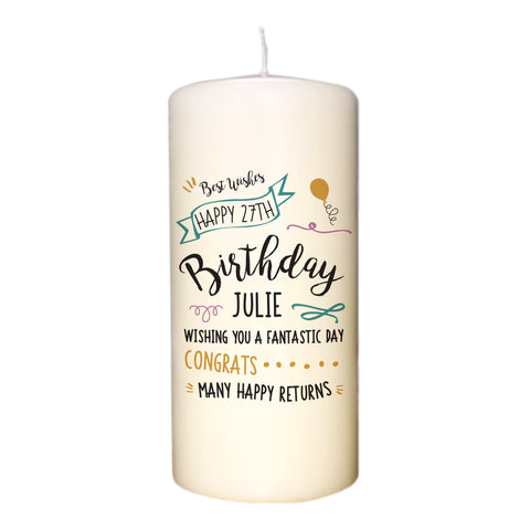Birthday Slogan Pillar Candle