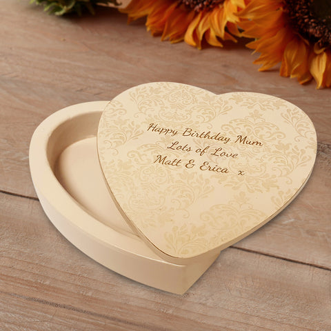 Wooden Heart Trinket Box