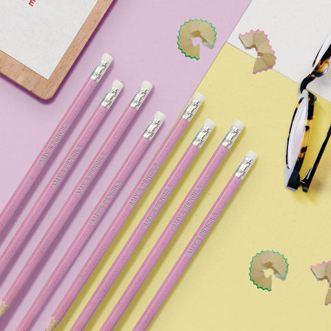 12 Pink Glitter Lead Pencils In A Pink Box