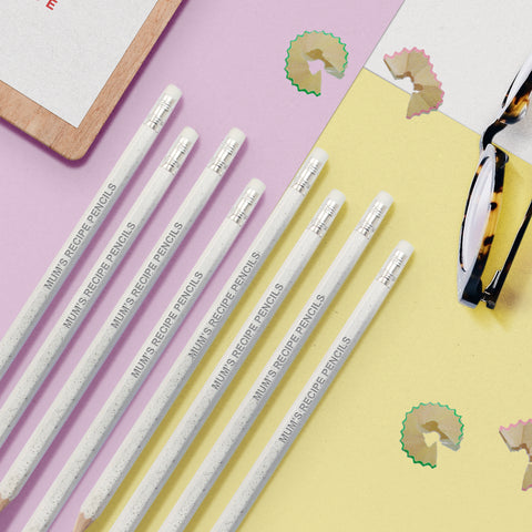 12 White Glitter Lead Pencils In A White Box