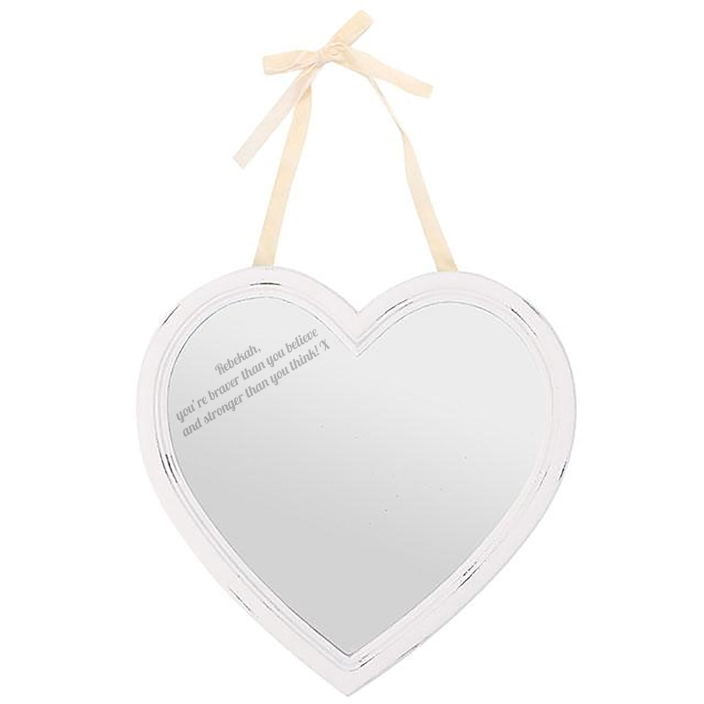 Large White Heart Shabby Mirror