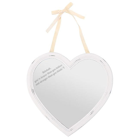 Large White Heart Shabby Mirror