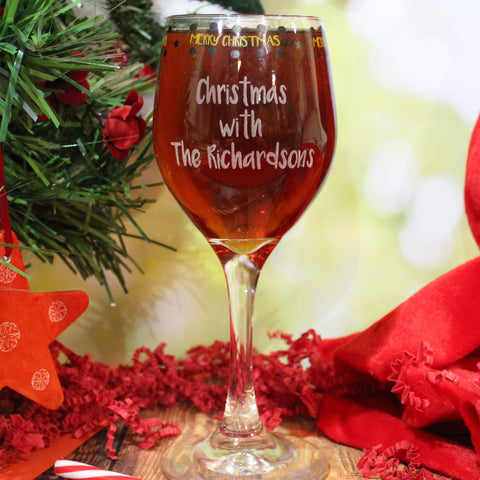 Merry Christmas Wine Glass