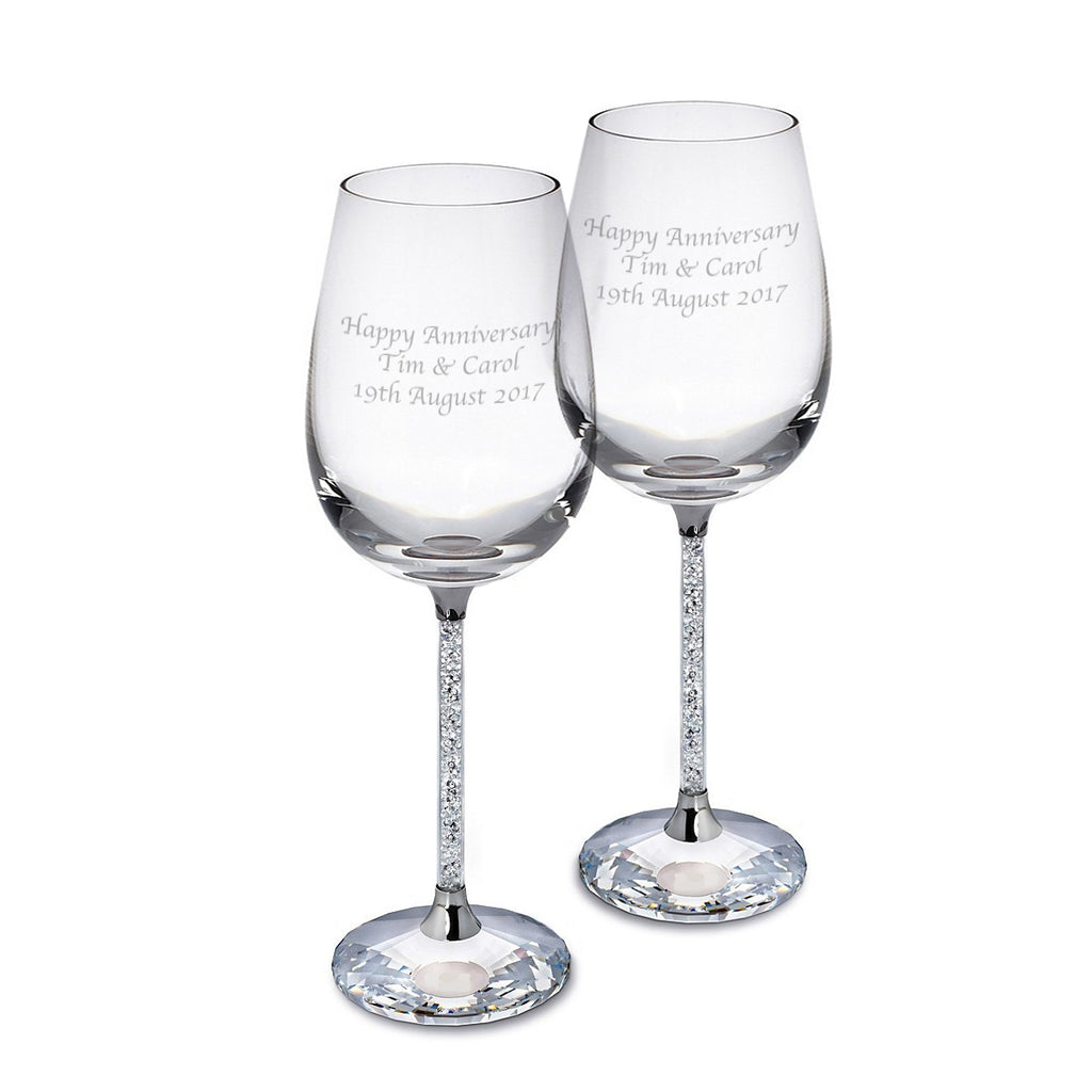 Pair of Diamante Filled Wine Glasses