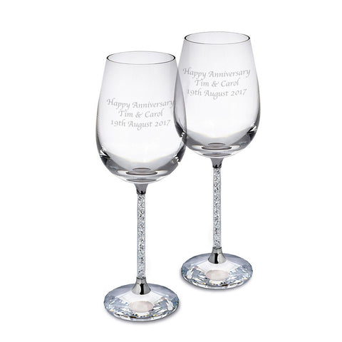 Pair of Diamante Filled Wine Glasses