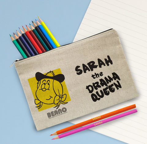Beano Big Heads Minnie Pencil Case & Pencils