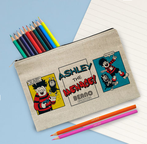 Beano Classic Comic Strip Water Pistol Canvas Pencil Case & Pencils