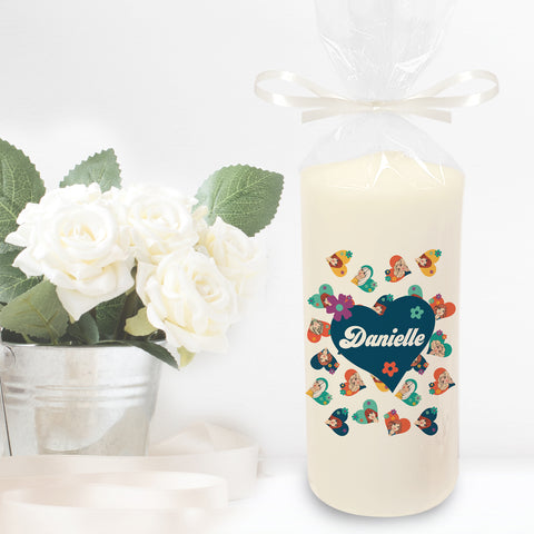 Jackie 'Ditsy Heart' Pillar Candle