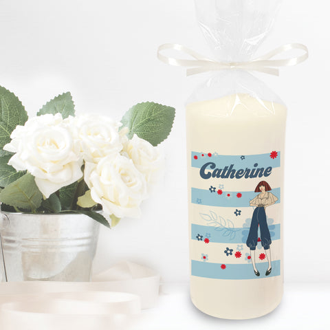 Riviera Stripe Pillar Candle