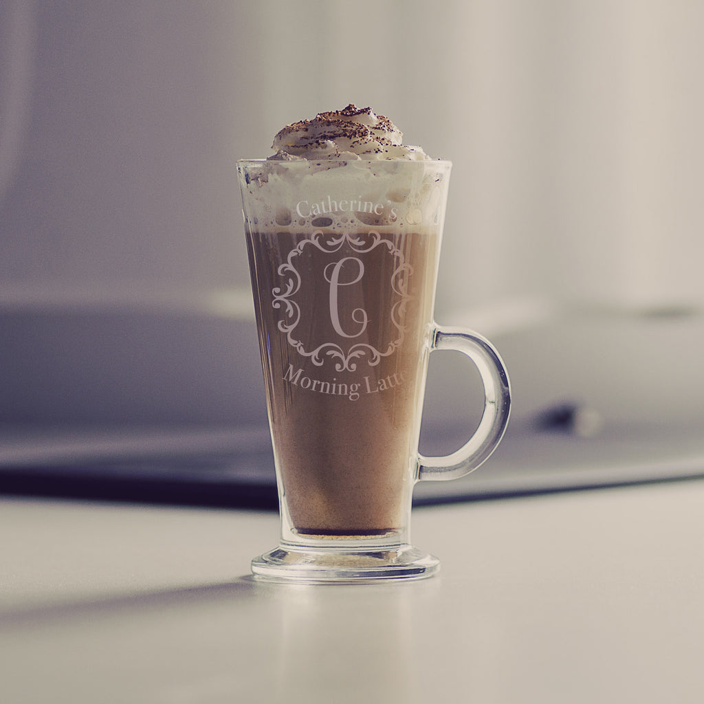 Monogram Latte Glass