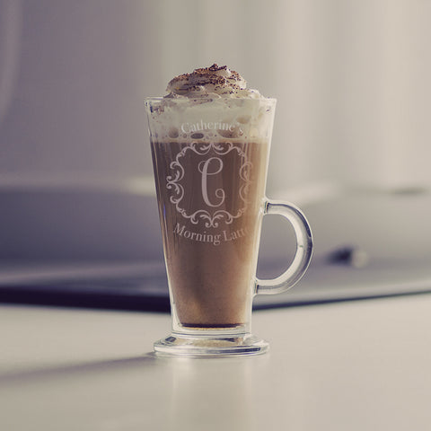Monogram Latte Glass