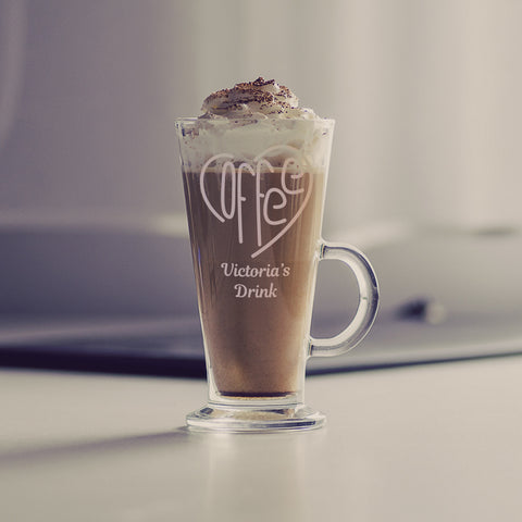Heart Coffee Latte Glass