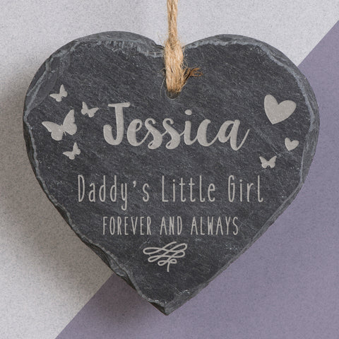 Daddys Little Girl Slate Hanging Heart