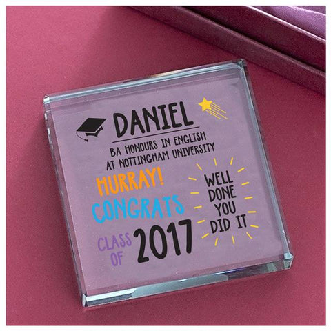 Graduation Well Done Colour Glass Block