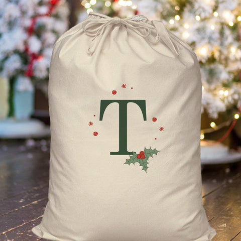 Holly Initial Cotton Sack