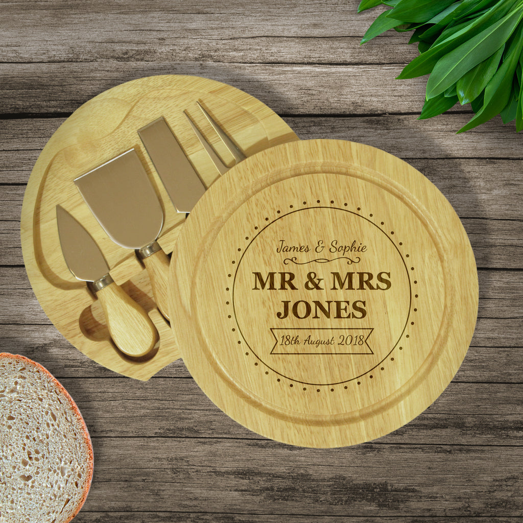 Mr & Mrs Cheese Board With Knives