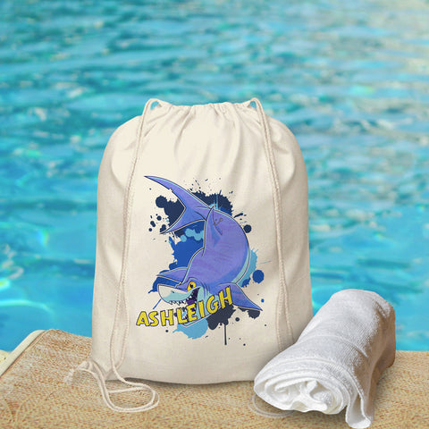 Underwater Adventure Shark Drawstring Bag