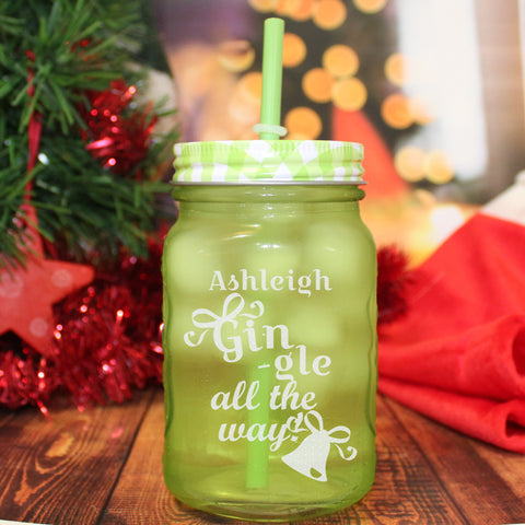 Gin-gle All The Way Green Mason Jar