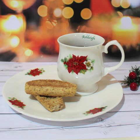 Personalised Poinsettia Stacker Mug & Tray
