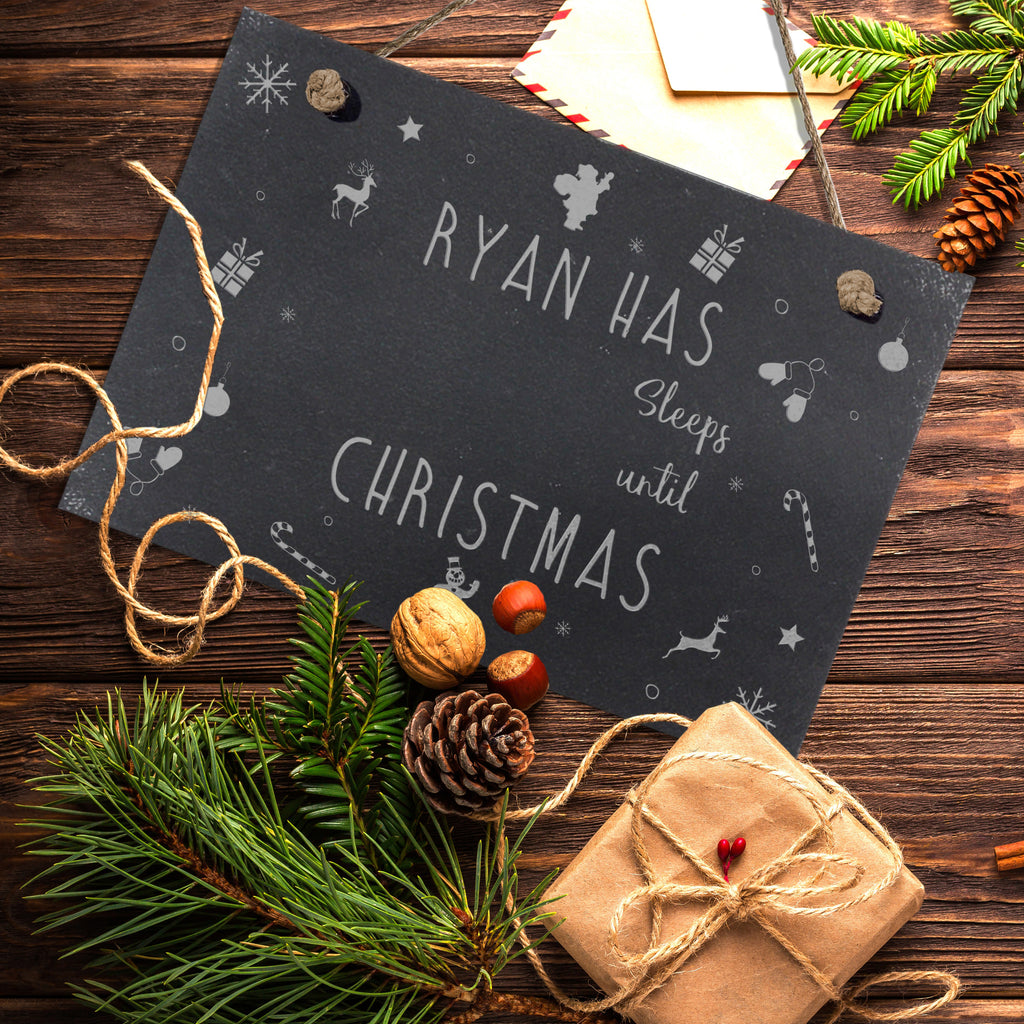 Sleeps Until Christmas Hanging Slate Sign