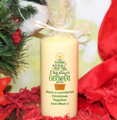 It's Beginning To Look A Lot Like Christmas Pillar Candle