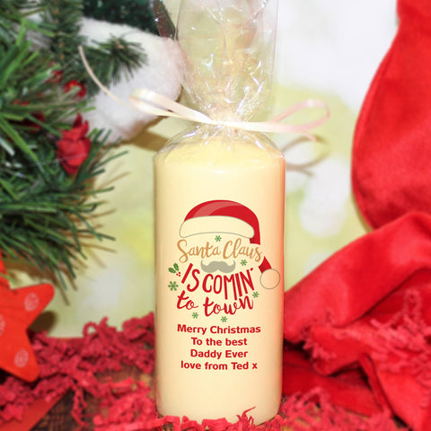 Santa Claus Is Comin' To Town Pillar Candle