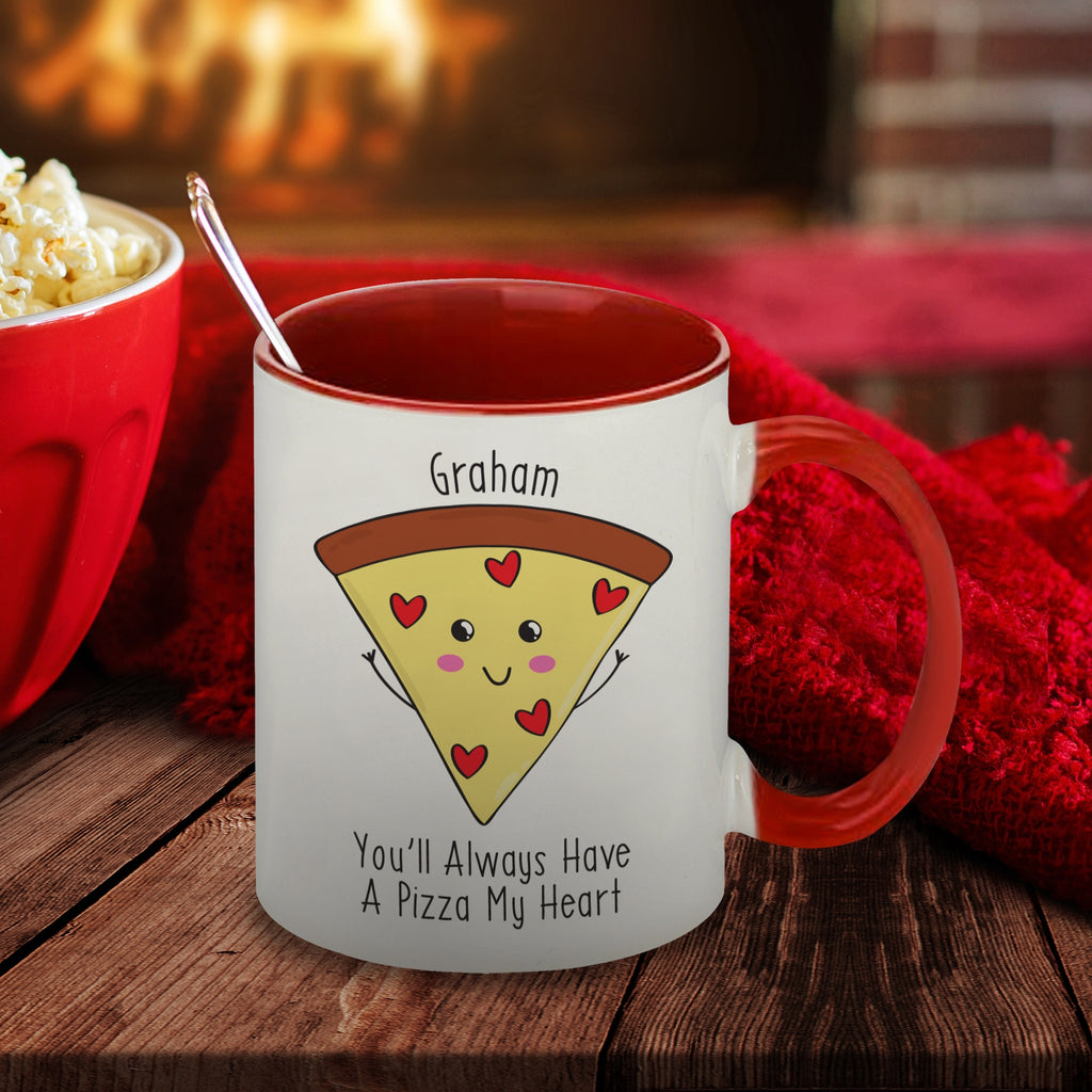 Pizza My Heart Red Inside Mug