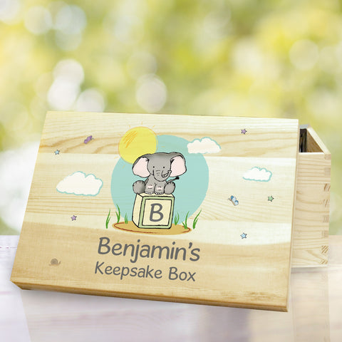 Elephant Safari Wooden Storage Box