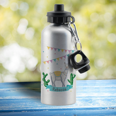 Llama Fiesta Silver Water Bottle
