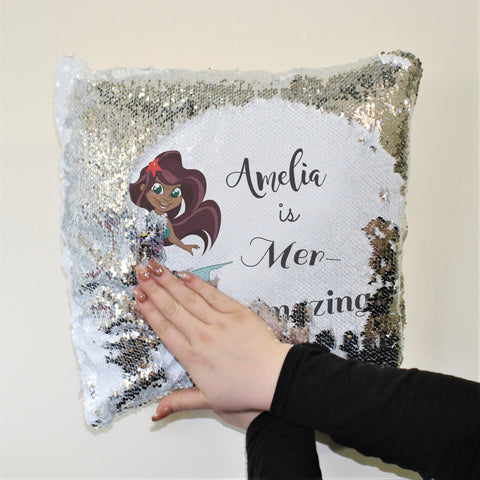 Mer-Mazing Silver & White Sequin Cushion Cover