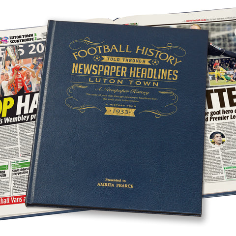 Luton Town Newspaper Book - Leather Blue Cover