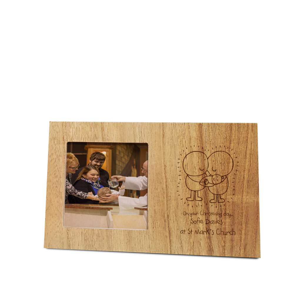 Chilli and Bubbles Christening wooden panel photo frame
