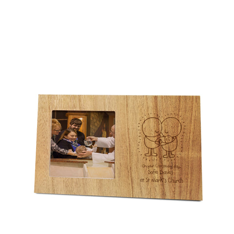 Chilli and Bubbles Christening wooden panel photo frame