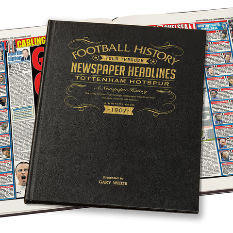 Tottenham Hotspur Newspaper Book - Leather Black Cover