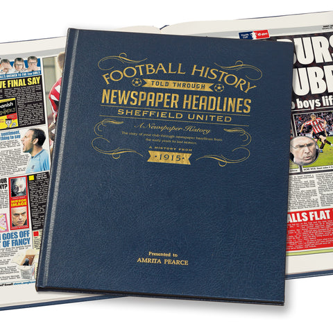 Sheffield United Newspaper Book - Leather Blue Cover