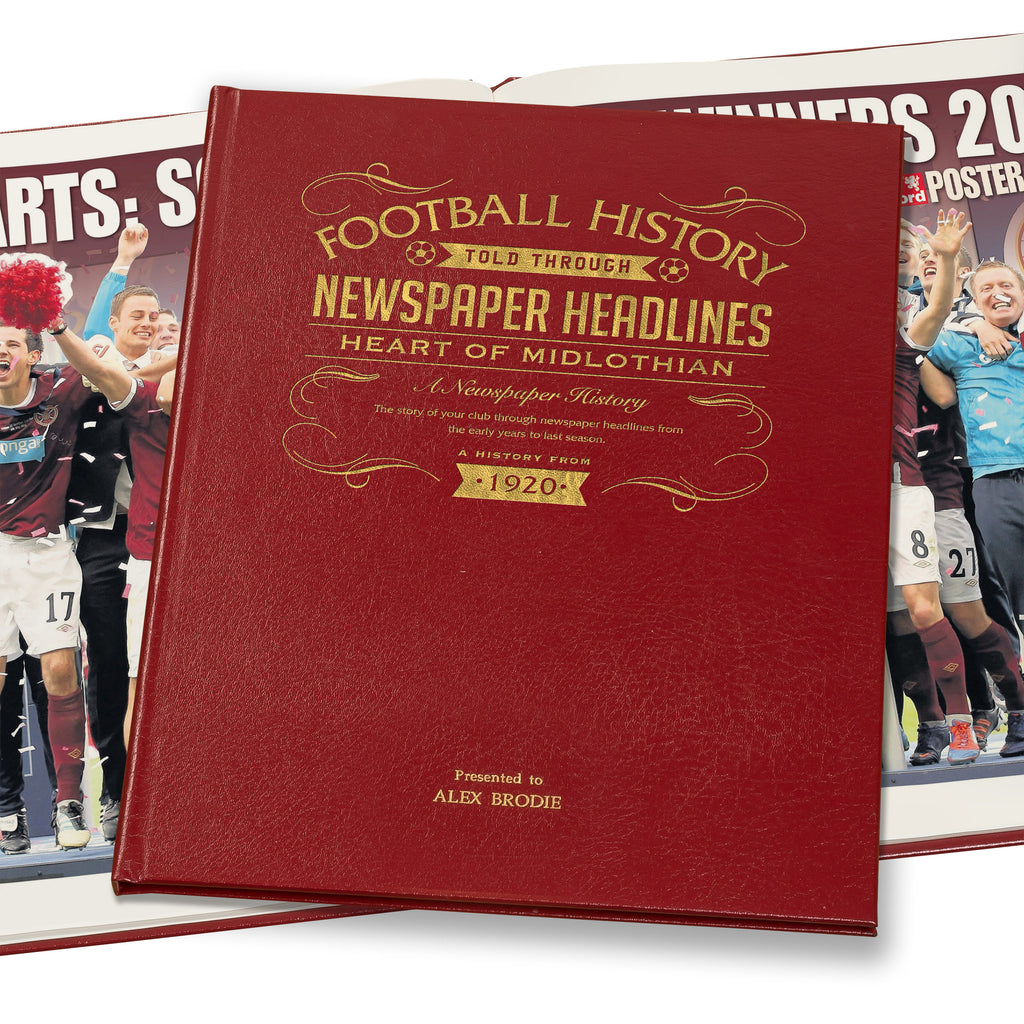 Hearts Football Newspaper Book - Leather Red Cover