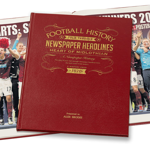Hearts Football Newspaper Book - Leather Red Cover