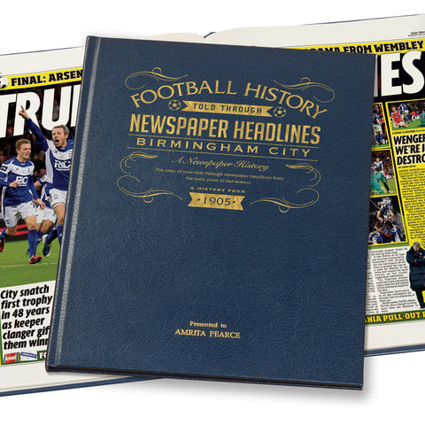 Birmingham Football Newspaper Book - Leather Blue Cover