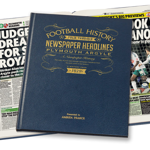 Plymouth Newspaper Book - Leather Blue Cover