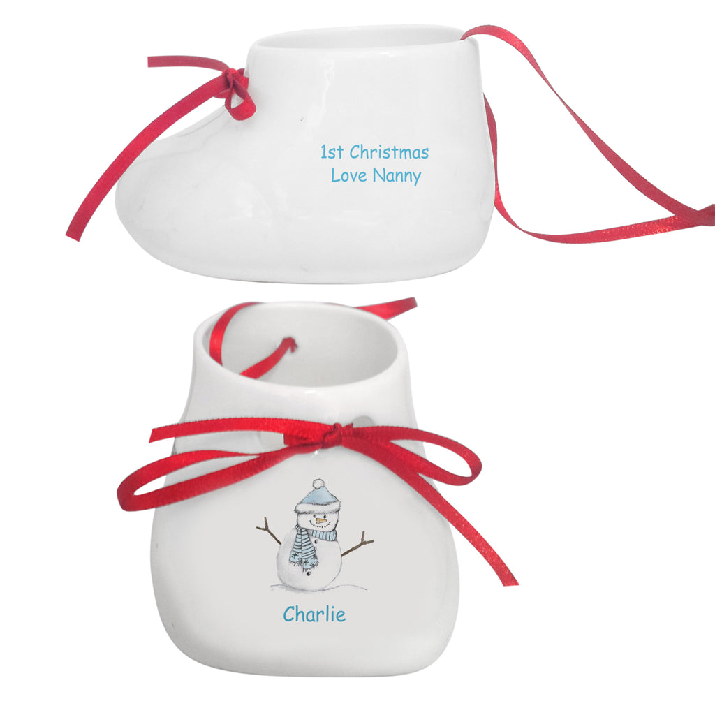 Snowman & Snowflake Bone China Bootie