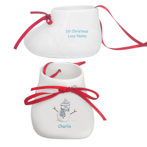 Snowman & Snowflake Bone China Bootie