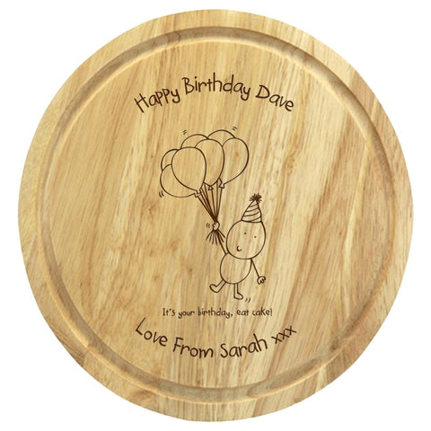 Chilli & Bubble's Birthday round chopping board