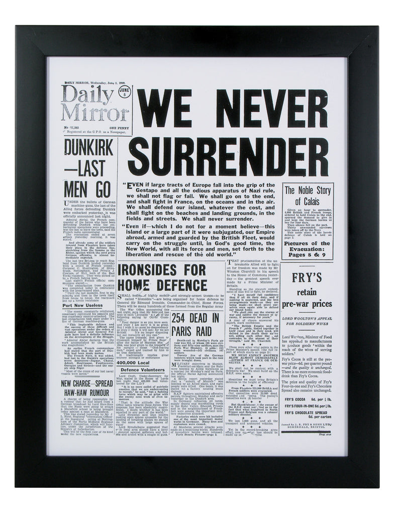 Front Page Newspaper Print - Black Frame