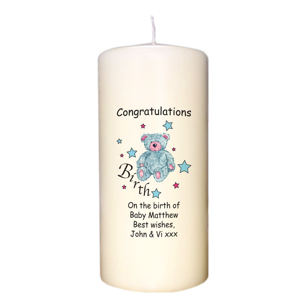 Teddy & Stars Blue Birth Candle
