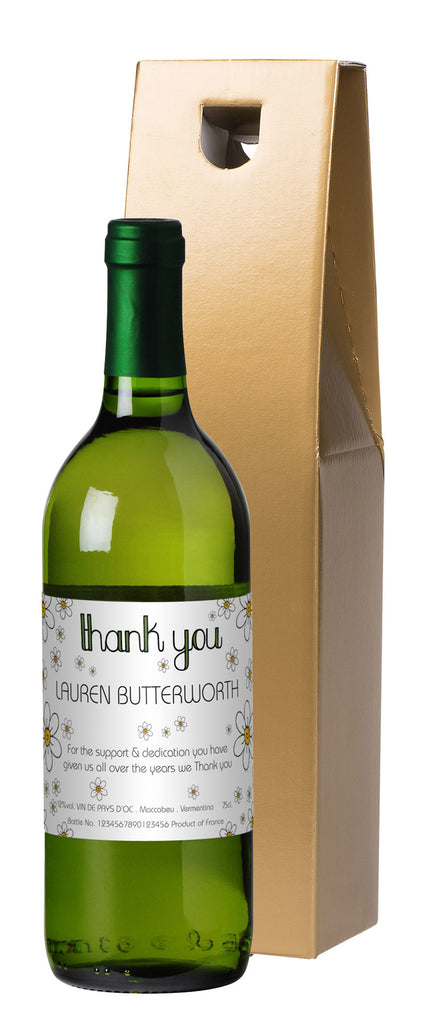 French AC Thank You Daisies White Wine in a Gold Box